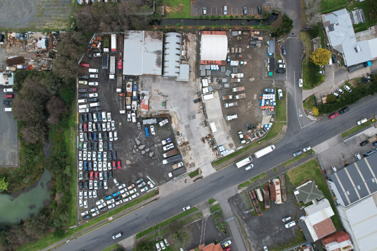 Drone shot Above Takanini, Auckland Warehouse Facility built by Aintree Group Ltd